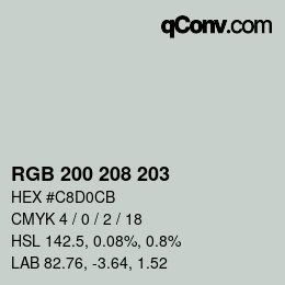 颜色代码: RGB 200 208 203 | qconv.com
