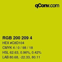 Color code: RGB 200 209 4 | qconv.com