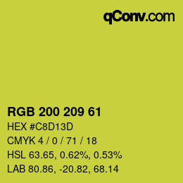 颜色代码: RGB 200 209 61 | qconv.com