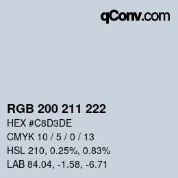 Color code: RGB 200 211 222 | qconv.com