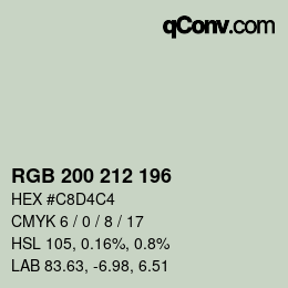 颜色代码: RGB 200 212 196 | qconv.com