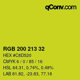 カラーコード: RGB 200 213 32 | qconv.com