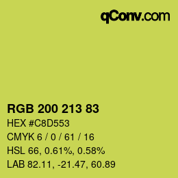 Color code: RGB 200 213 83 | qconv.com