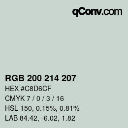 颜色代码: RGB 200 214 207 | qconv.com