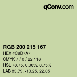 Color code: RGB 200 215 167 | qconv.com