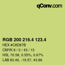 カラーコード: RGB 200 216.4 123.4 | qconv.com