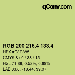 カラーコード: RGB 200 216.4 133.4 | qconv.com