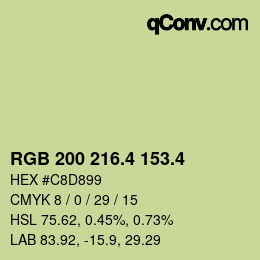 カラーコード: RGB 200 216.4 153.4 | qconv.com