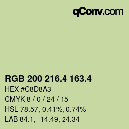 カラーコード: RGB 200 216.4 163.4 | qconv.com