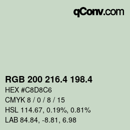 カラーコード: RGB 200 216.4 198.4 | qconv.com