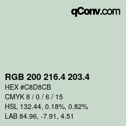 カラーコード: RGB 200 216.4 203.4 | qconv.com