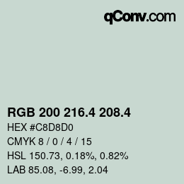 カラーコード: RGB 200 216.4 208.4 | qconv.com