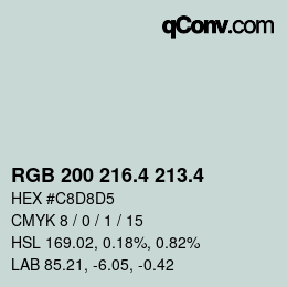 カラーコード: RGB 200 216.4 213.4 | qconv.com