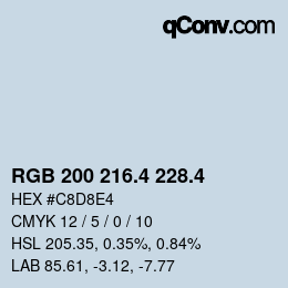 カラーコード: RGB 200 216.4 228.4 | qconv.com