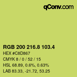 カラーコード: RGB 200 216.8 103.4 | qconv.com