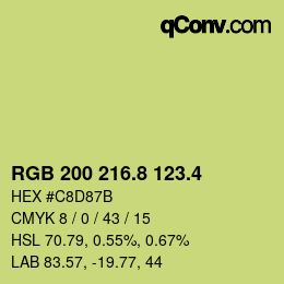 カラーコード: RGB 200 216.8 123.4 | qconv.com