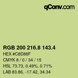 カラーコード: RGB 200 216.8 143.4 | qconv.com