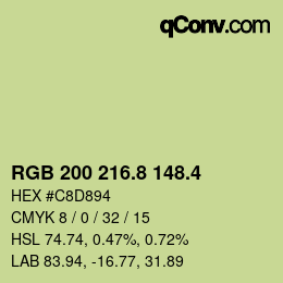 カラーコード: RGB 200 216.8 148.4 | qconv.com