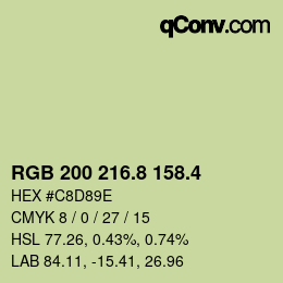 カラーコード: RGB 200 216.8 158.4 | qconv.com