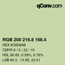 カラーコード: RGB 200 216.8 168.4 | qconv.com