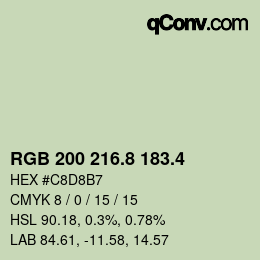 カラーコード: RGB 200 216.8 183.4 | qconv.com