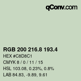 カラーコード: RGB 200 216.8 193.4 | qconv.com