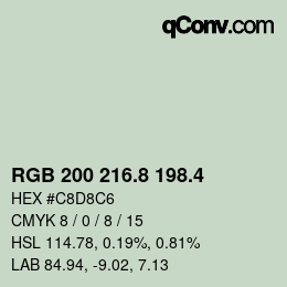 カラーコード: RGB 200 216.8 198.4 | qconv.com