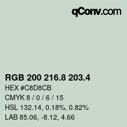 カラーコード: RGB 200 216.8 203.4 | qconv.com