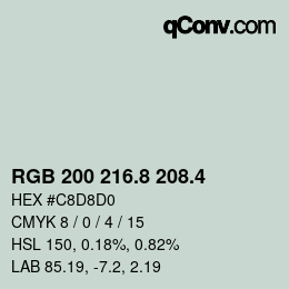 カラーコード: RGB 200 216.8 208.4 | qconv.com
