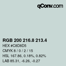 カラーコード: RGB 200 216.8 213.4 | qconv.com