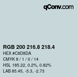 カラーコード: RGB 200 216.8 218.4 | qconv.com
