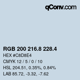 カラーコード: RGB 200 216.8 228.4 | qconv.com
