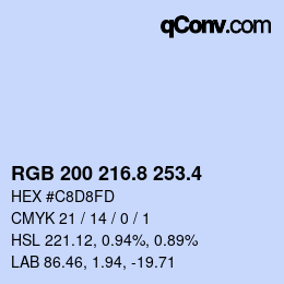 カラーコード: RGB 200 216.8 253.4 | qconv.com