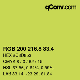 カラーコード: RGB 200 216.8 83.4 | qconv.com