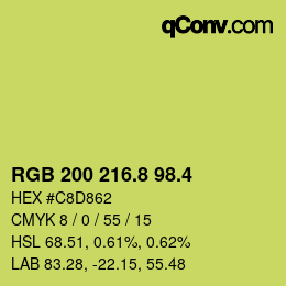 カラーコード: RGB 200 216.8 98.4 | qconv.com