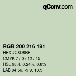 Color code: RGB 200 216 191 | qconv.com