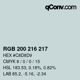 Farbcode: RGB 200 216 217 | qconv.com