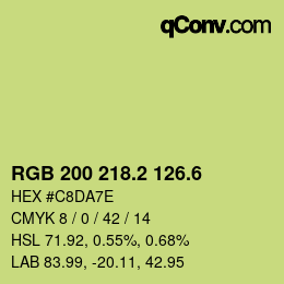 カラーコード: RGB 200 218.2 126.6 | qconv.com