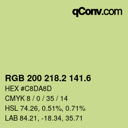 カラーコード: RGB 200 218.2 141.6 | qconv.com