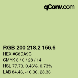 カラーコード: RGB 200 218.2 156.6 | qconv.com