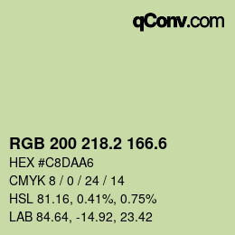 カラーコード: RGB 200 218.2 166.6 | qconv.com
