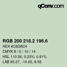 カラーコード: RGB 200 218.2 196.6 | qconv.com