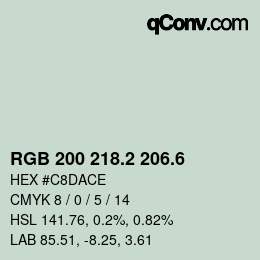 カラーコード: RGB 200 218.2 206.6 | qconv.com