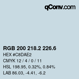 カラーコード: RGB 200 218.2 226.6 | qconv.com