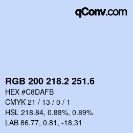 カラーコード: RGB 200 218.2 251.6 | qconv.com