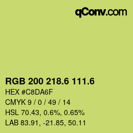 カラーコード: RGB 200 218.6 111.6 | qconv.com