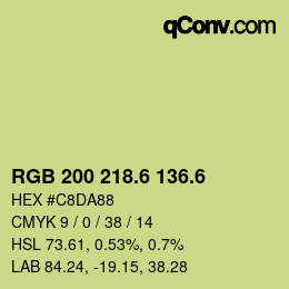カラーコード: RGB 200 218.6 136.6 | qconv.com