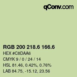カラーコード: RGB 200 218.6 166.6 | qconv.com