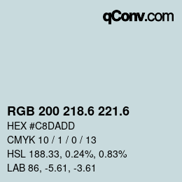 カラーコード: RGB 200 218.6 221.6 | qconv.com