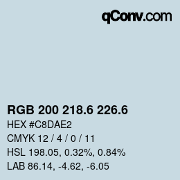 カラーコード: RGB 200 218.6 226.6 | qconv.com